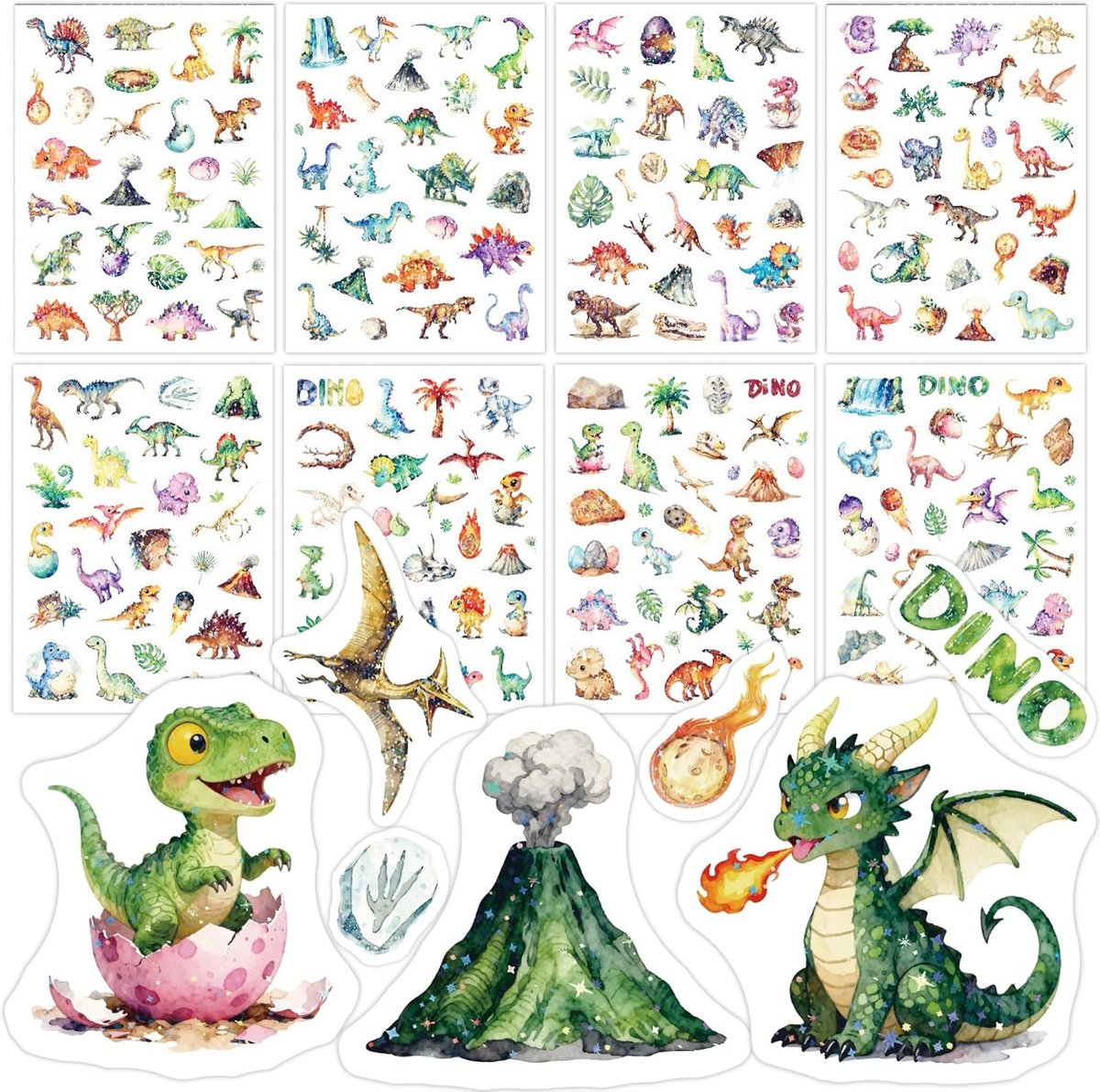 Glitterstickers voor kinderen - 8 stuks - glittereffect - meer dan 200 dierenstickers - ShopVlot