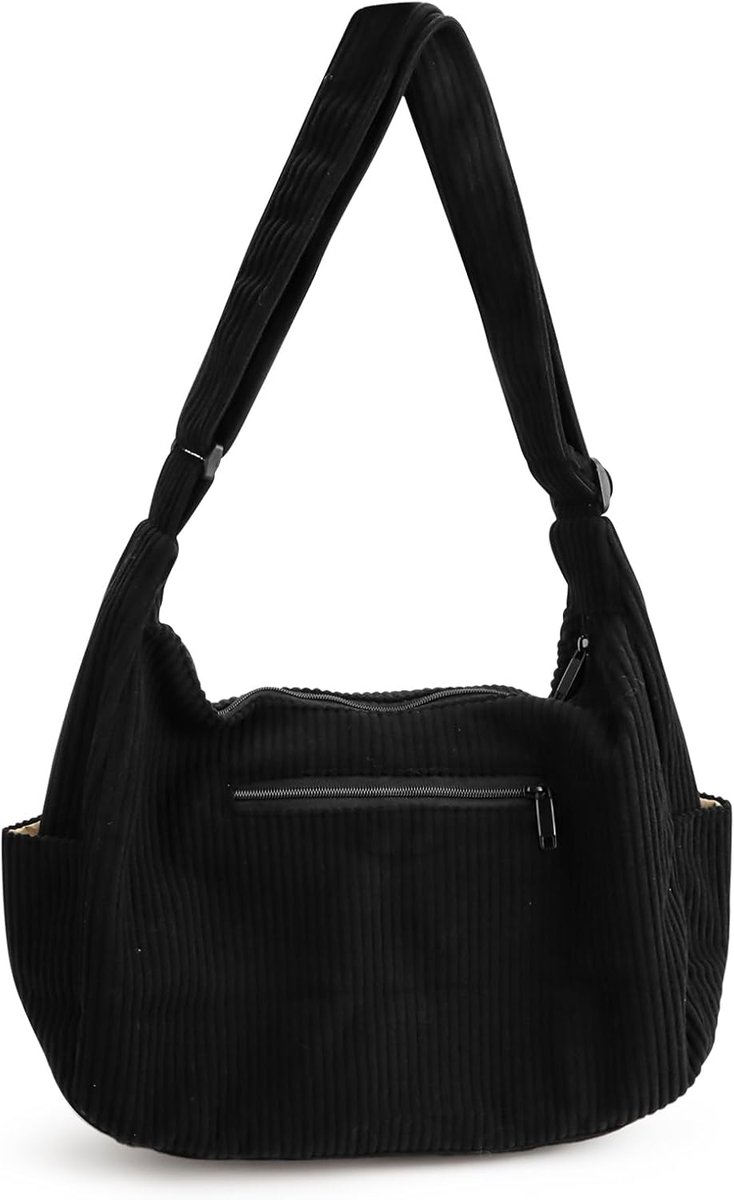 Schoudertas met ritssluiting - corduroy - waterdicht - praktische shopper voor dames - ShopVlot