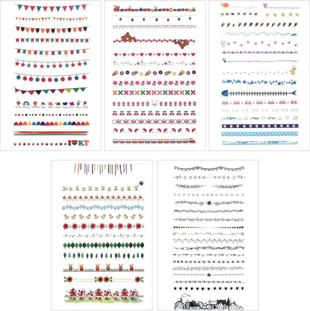 Kaartstickers 5 Vellen - Hoge kwaliteit - Bloemenpatroon - Perfect voor scrapbooken - ShopVlot