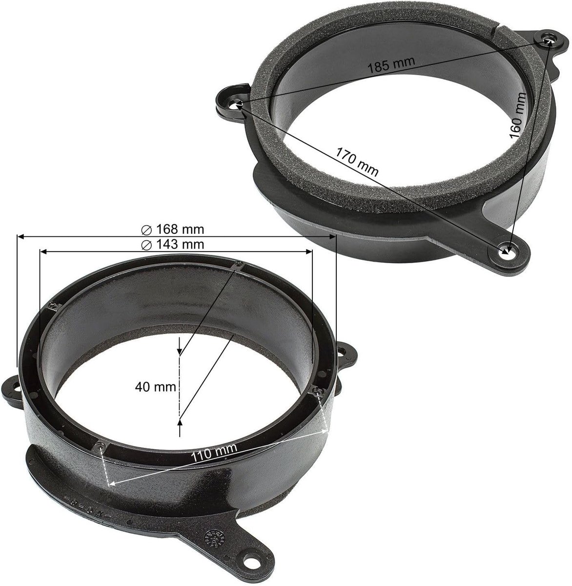 Speakeradapter 165mm - kunststof - nauwkeurige pasvorm - vervang originele speakers - ShopVlot