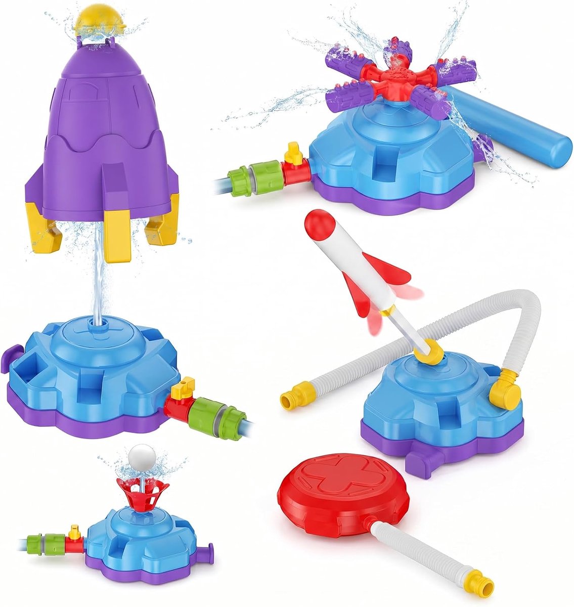 3-in-1 outdoor spellen voor kinderen - dinosaurus design - met ringwerpspel en raketspeelgoed - ShopVlot