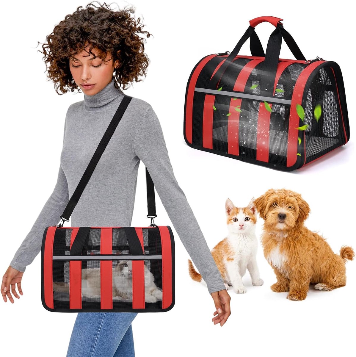 Dieren draagtas S/M/L - Opvouwbaar reflecterend - Ademend gaas - Ideaal voor reizen met huisdieren - ShopVlot