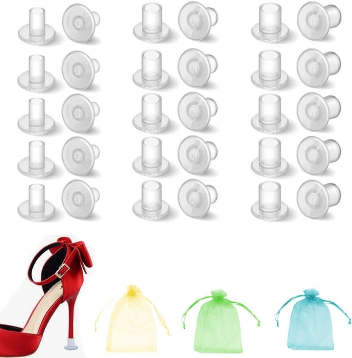 Transparante hoge hak pads - 21 stuks voor bruiloften, evenementen en formele gelegenheden