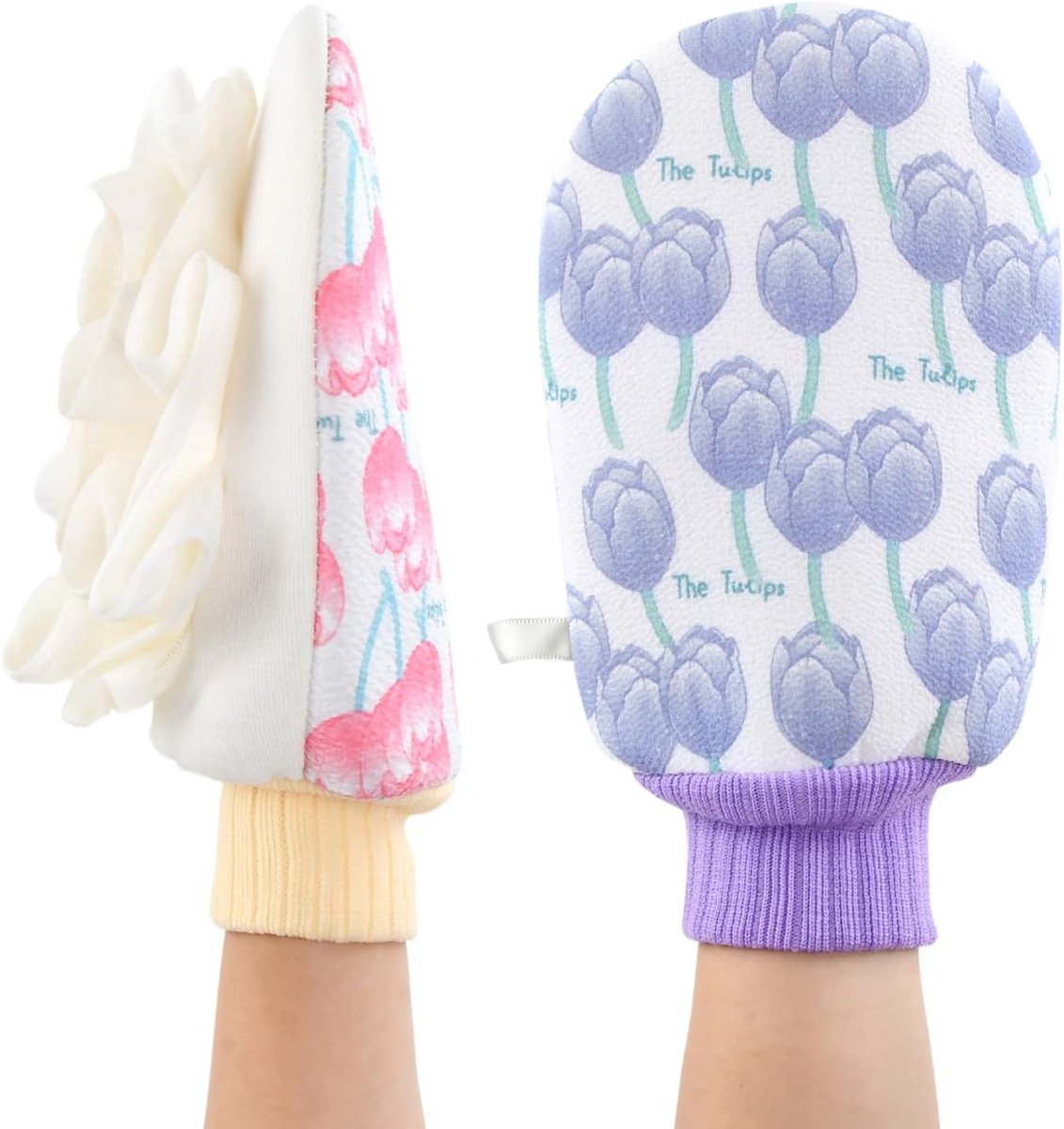 Scrubhandschoenen 2-in-1 - Natuurlijke loofah - Dode huidcellen verwijderen - Zachte exfoliatie - ShopVlot