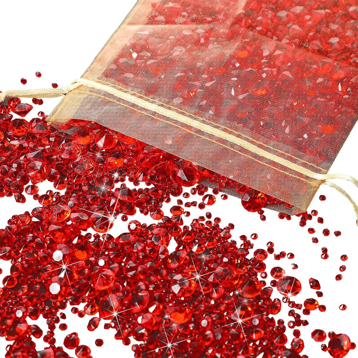 Tafeldecoratie bling diamant acryl edelstenen - 4000 stukjes - rood - perfect voor vullingen en feesten - ShopVlot