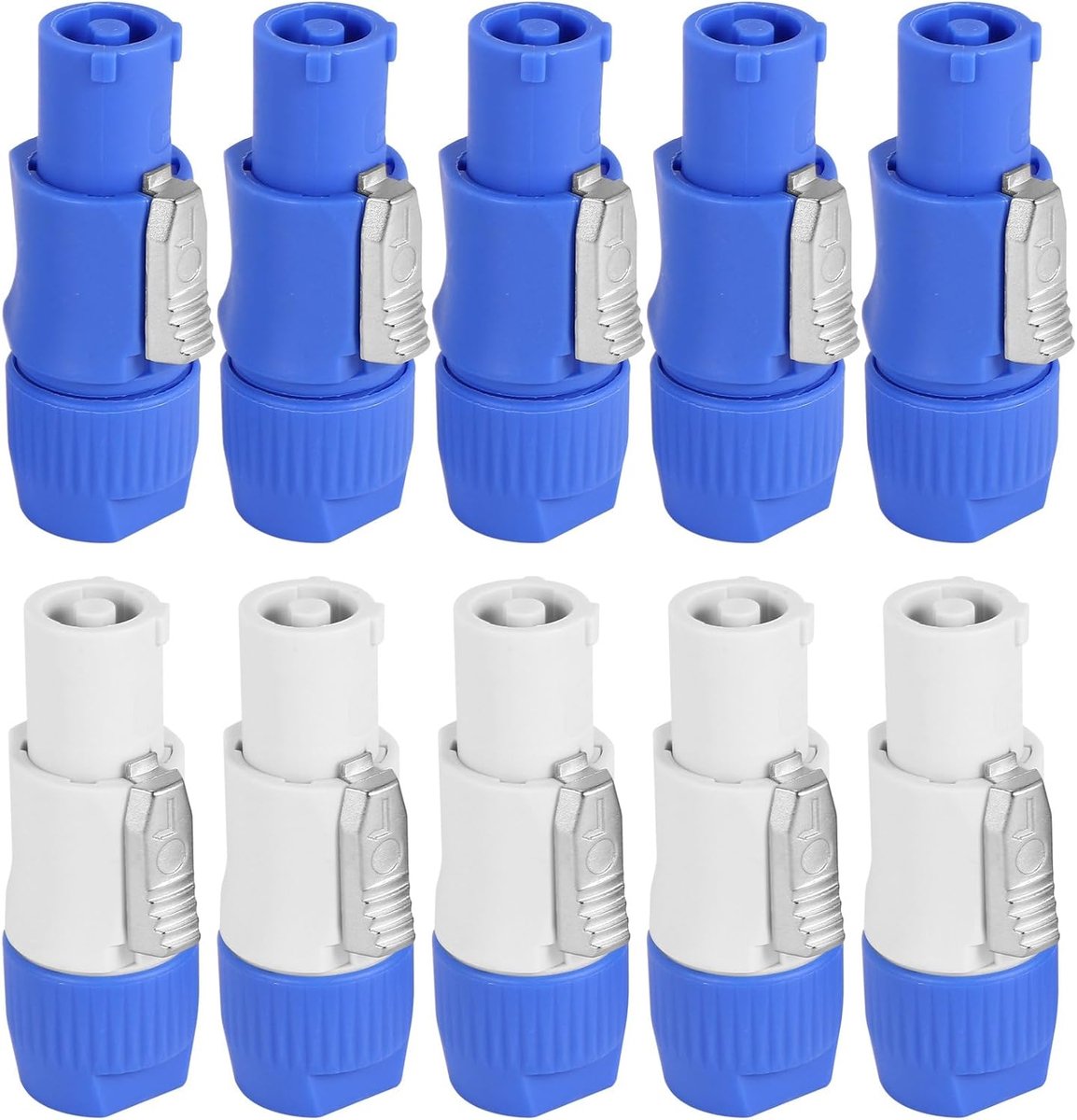 Nac3 Speakon Plug 3 pin - 10 stuks - blauwe en witte aansluitingen - hoge stroomcapaciteit 20A - ShopVlot