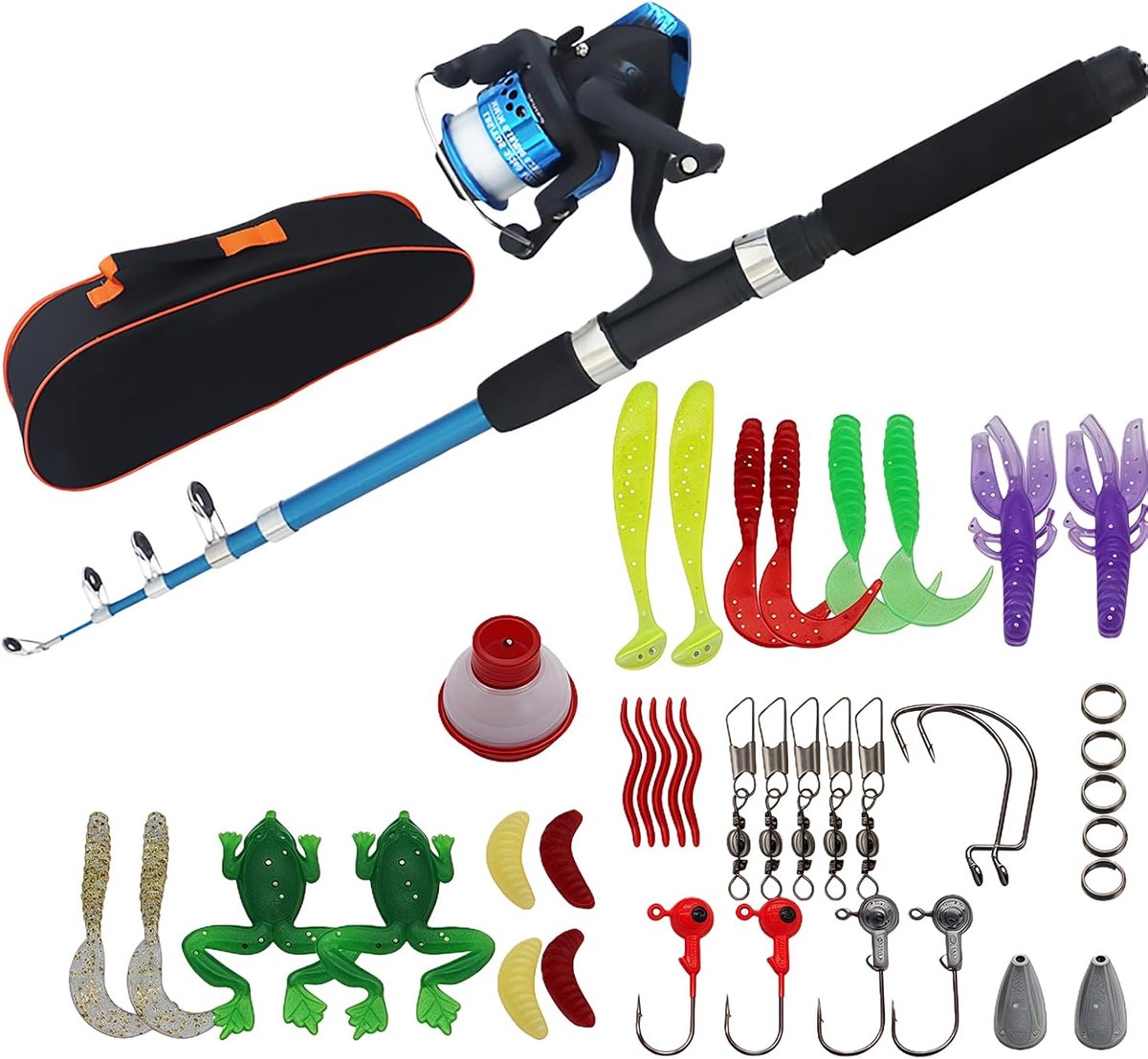 Viskant Set voor Kinderen - Telescopische Viskant 1,5m - Blauw - Ideaal voor Beginners - ShopVlot
