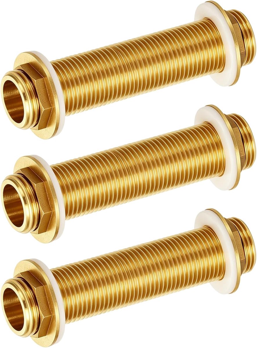 Messing schroefverbinding 3/4 inch - 12 cm slangverbinding - G3/4 messing - ideaal voor watertanks - ShopVlot