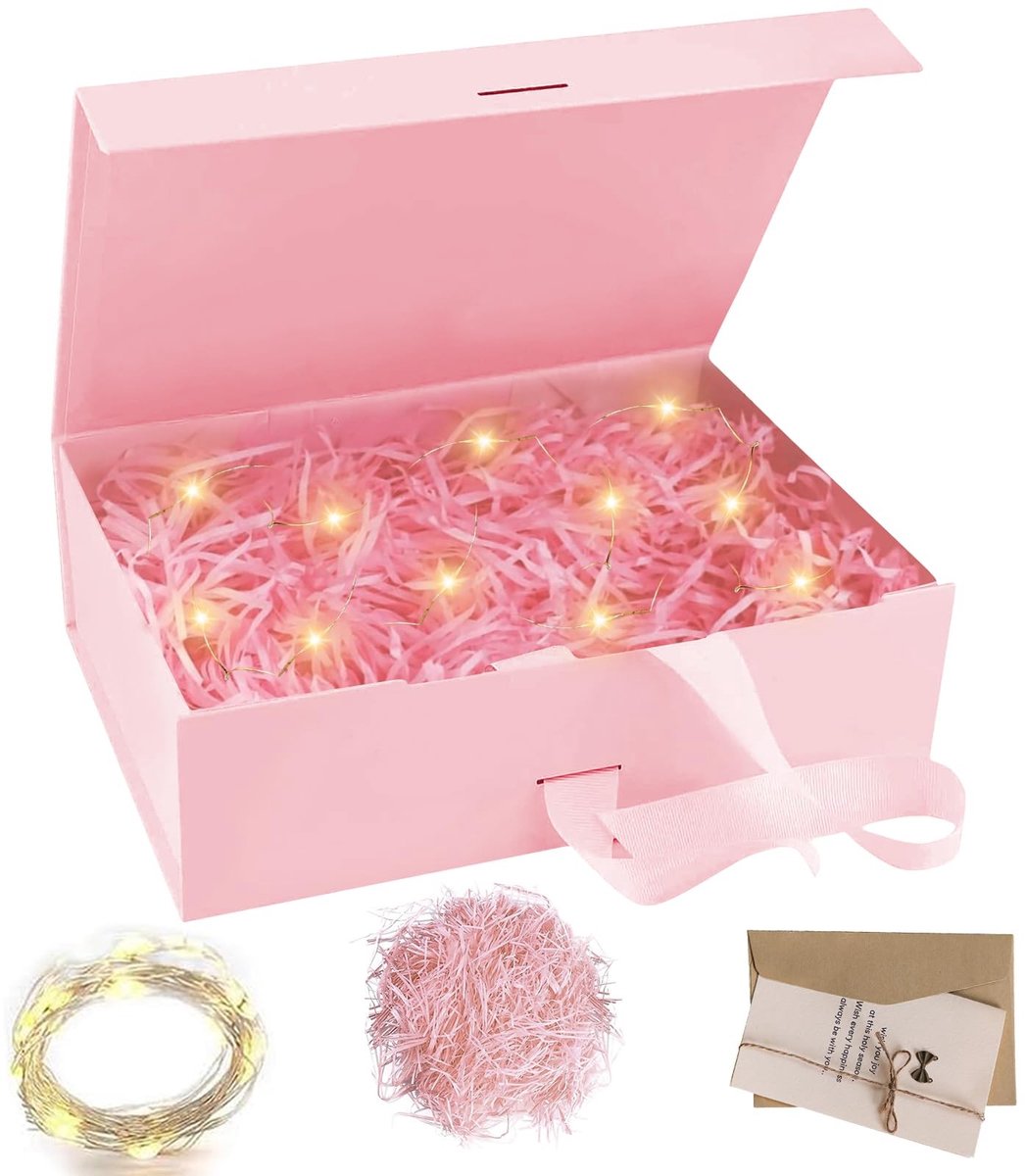 Solidchoice - Grote Cadeau Doos met Strik en LED Fairy Lights