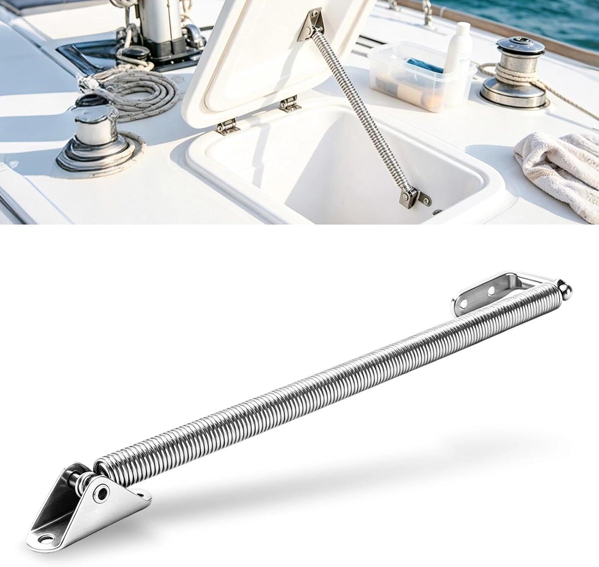 Hatch spring ondersteuning 210mm - roestvrij staal - verstelbaar - ideaal voor boten - ShopVlot