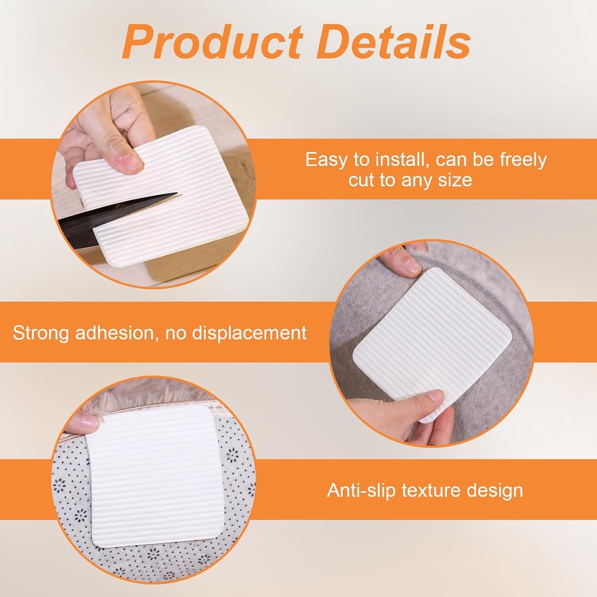 Vloerbedekking antislipmat 10 x 10 cm - wasbare tapijtonderlegger - voorkomt wegglijden - stabiliseert tapijt - ShopVlot