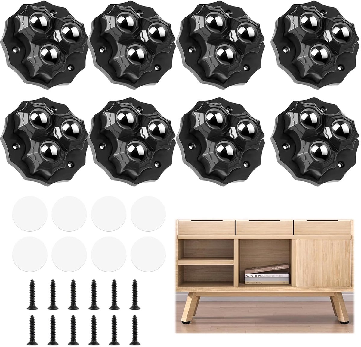 Mobiele furniture wielen 8 stuks - zware belasting - 360 graden met rem - ideaal voor keukenapparatuur - ShopVlot