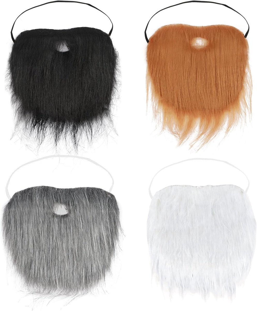 Valse baarden set van 4 - Kunstbaarden in verschillende kleuren - Comfortabel en lichtgewicht - Perfect voor feestjes - ShopVlot