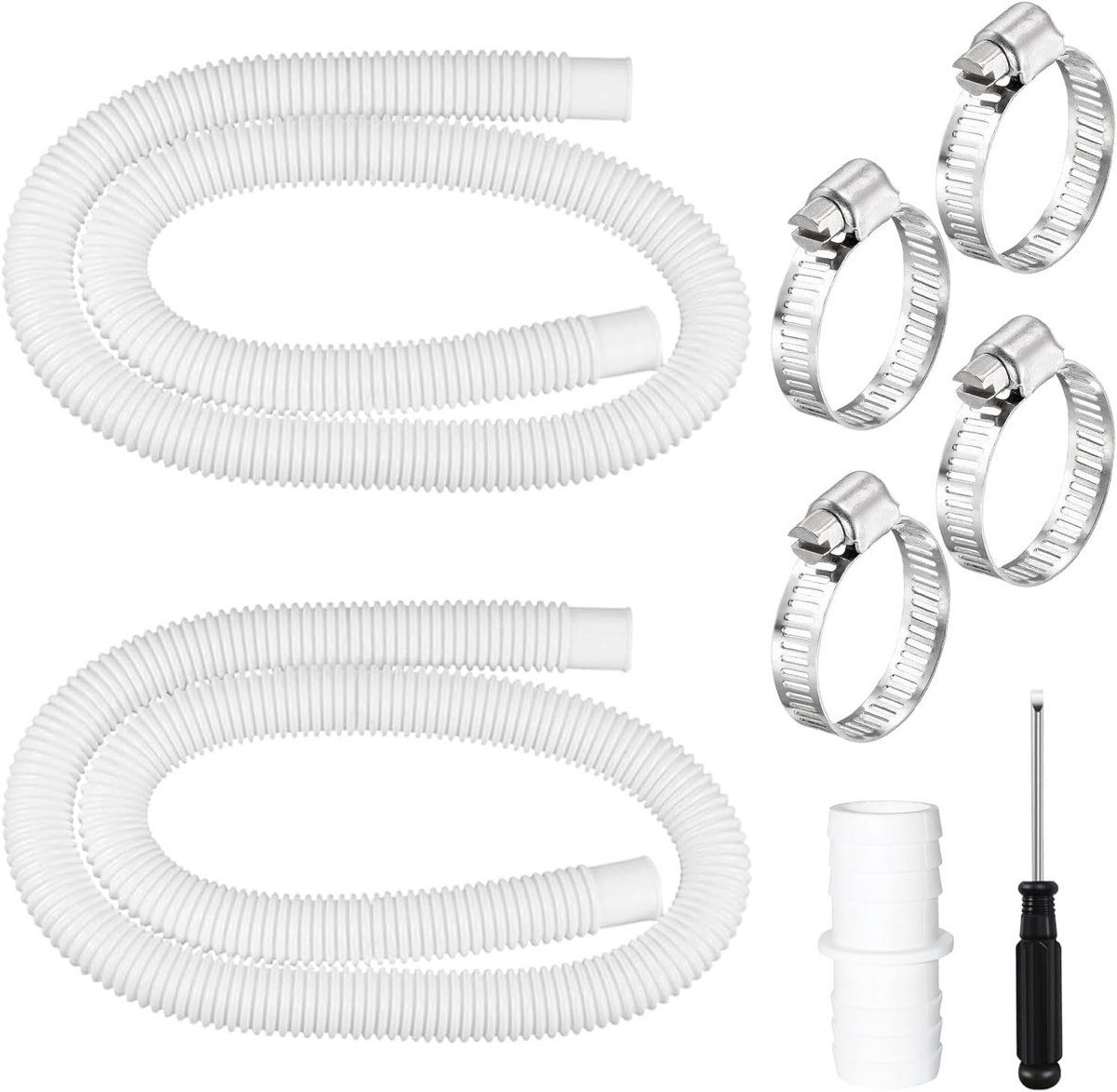 Zwembadslang 150 cm - 32 mm diameter - met veiligheidsclips en adapter - ideaal voor filterpomp - ShopVlot