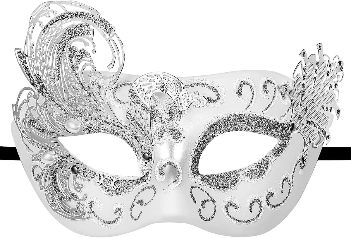 Venetiaans masker voor dames - zilver - vlinderdesign - elegante carnavalaccessoire - ShopVlot