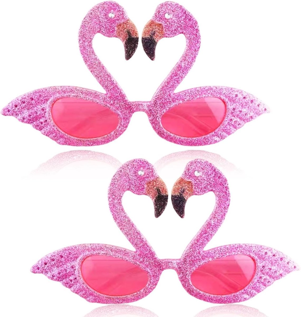 Flamingo glazen 2 paar - gouden roze - grappige fotoproppen - perfect voor feestjes - ShopVlot