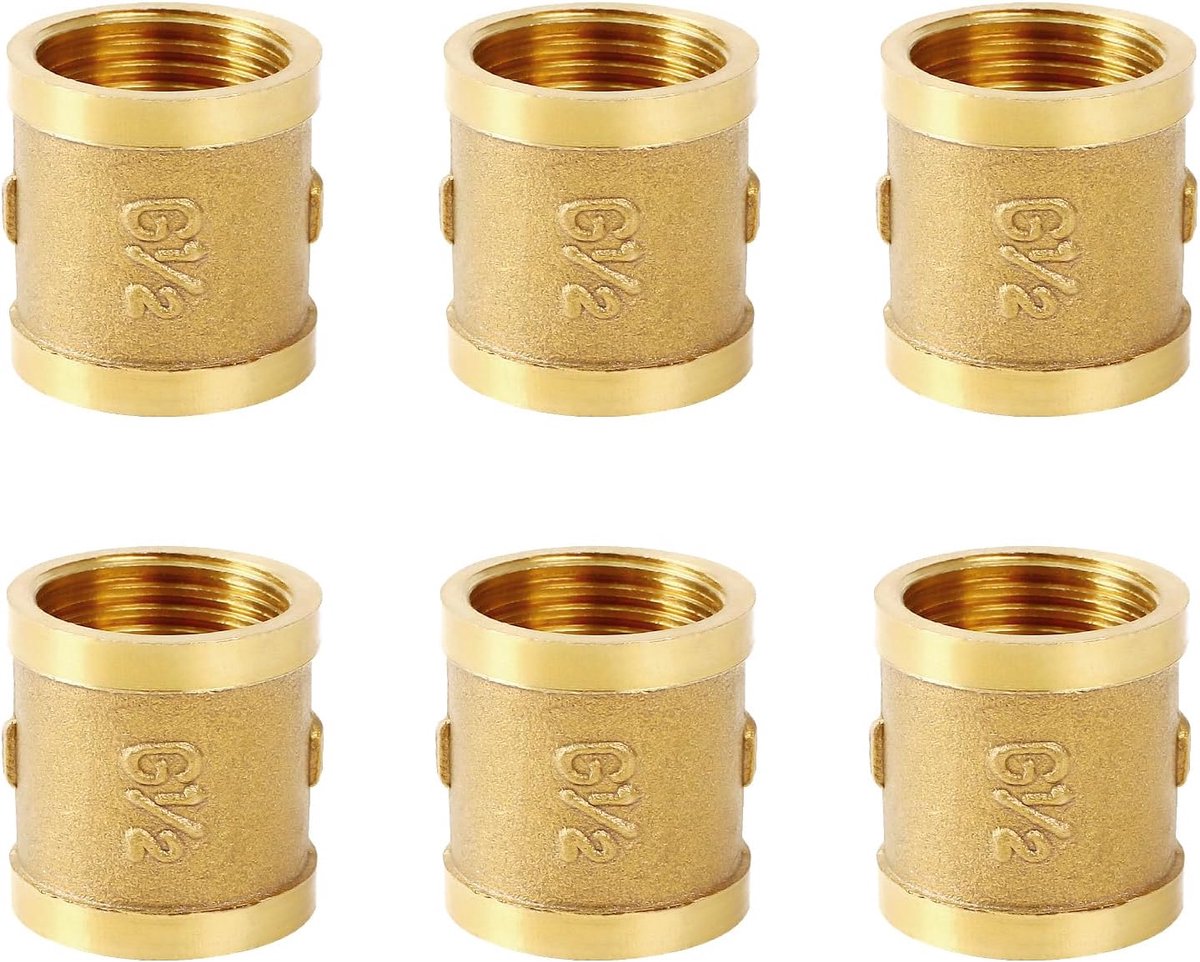 Koppeling 1/2 Inch - Messing Reducer - 6 Stuks - Geschikt voor waterleidingen - ShopVlot