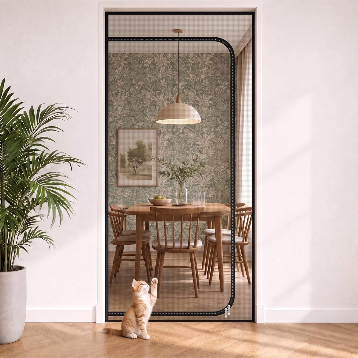 Balkon kattennet 90 x 200 cm - D-vormig - krasbestendig gaasdeur - bescherming voor katten en kleine honden - ShopVlot