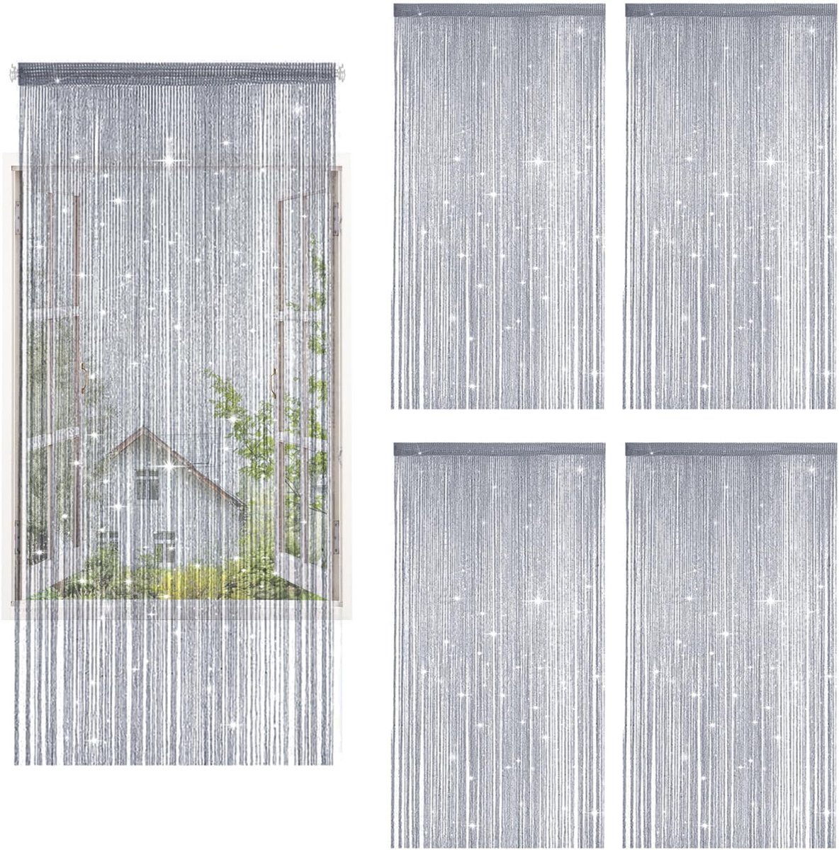 Gordijnen van Draad 100 x 200 cm - Glitters - Insectenbescherming - Decoratie voor Bruiloft - ShopVlot