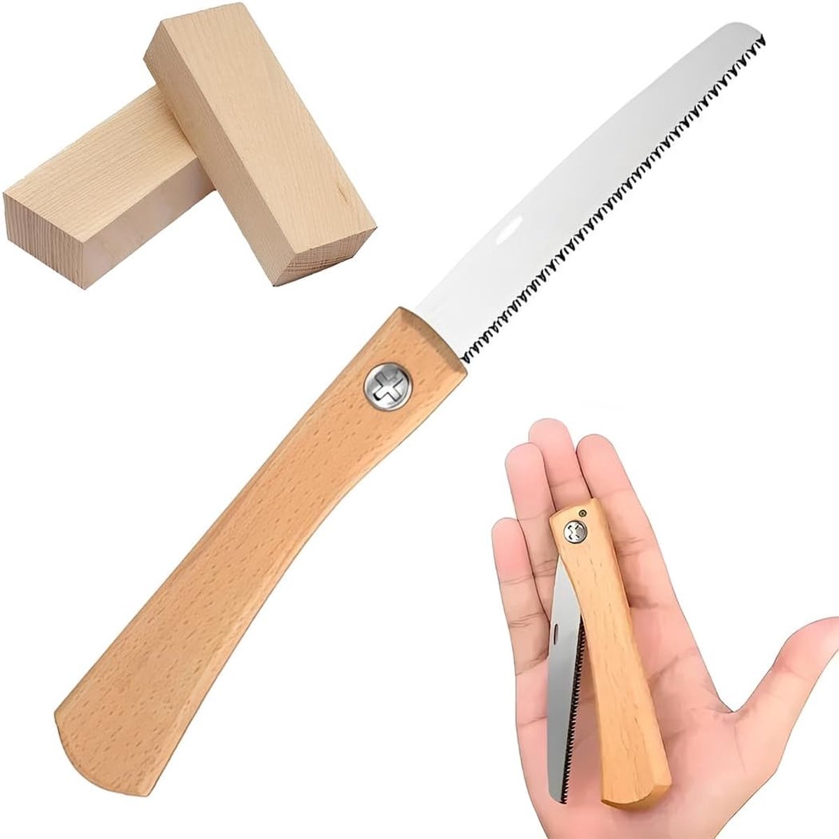 Mini Japanse zaagset 9,5 cm - handzaag met houten handvat - opvouwbaar - ideaal voor houtbewerking - ShopVlot