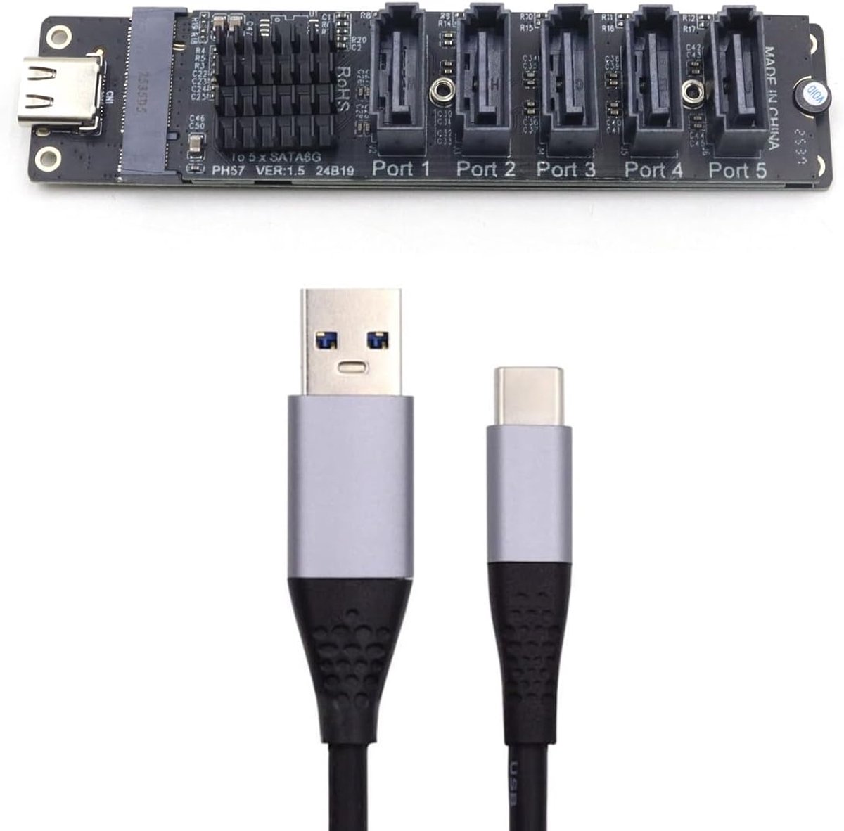 SATA 3.0 poortvermenigvuldiger uitbreiding - 5-poorts USB 3.1 Gen 2 - JMB575 JMS580 chipset - snelle dataoverdracht - ShopVlot