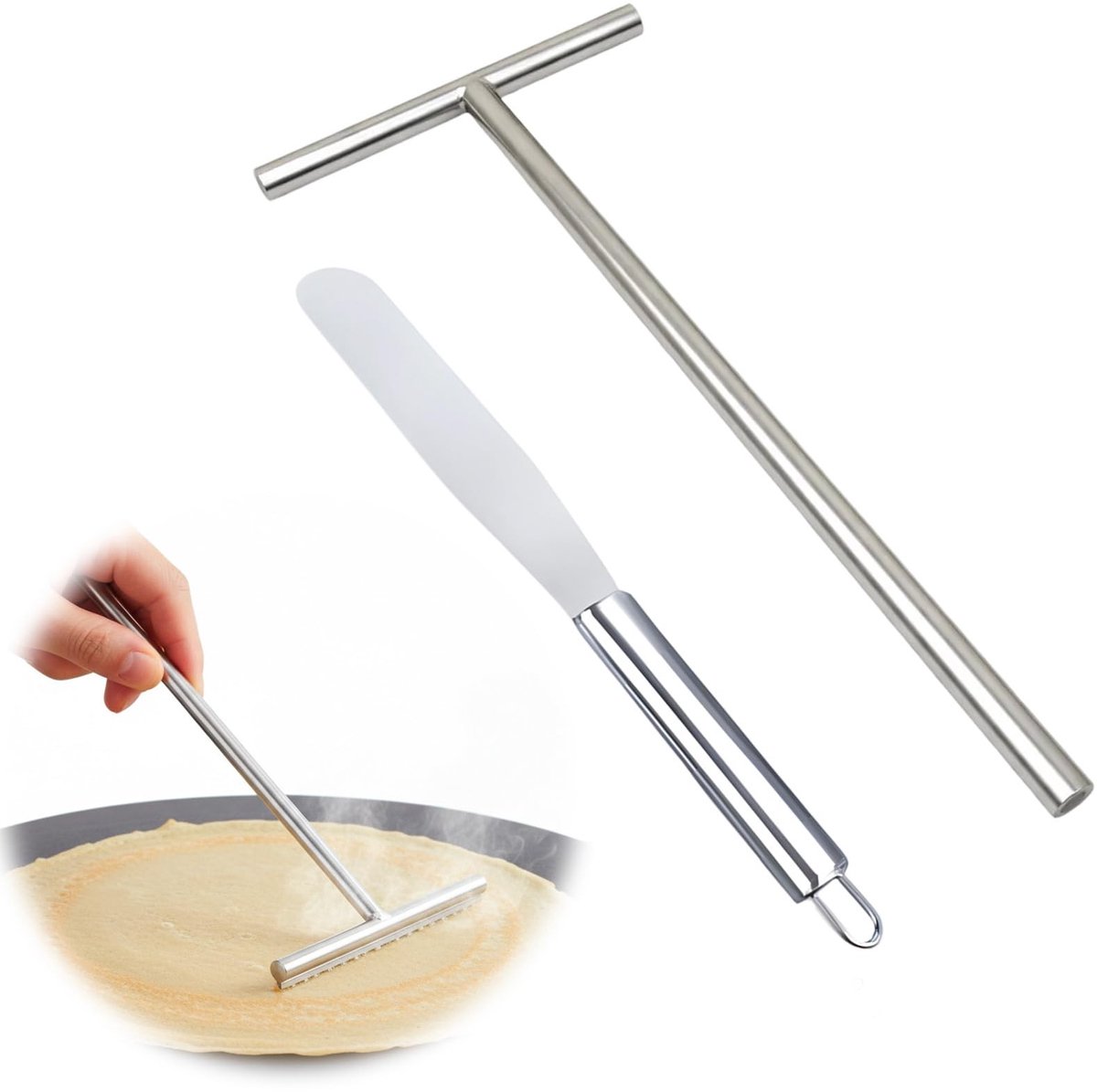 Solidchoice - Set van 2 Pannenkoekenaccessoires van Roestvrij Staal