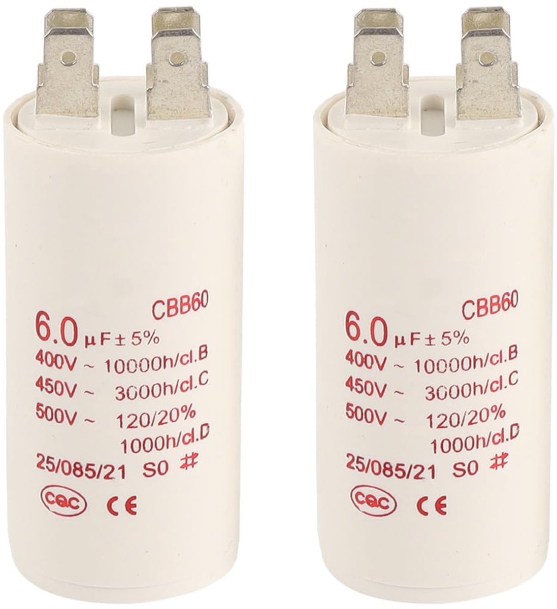 Condensator CBB60 6µF 450V AC - 4-pins - compact ontwerp - vervangingsset voor motoren - ShopVlot
