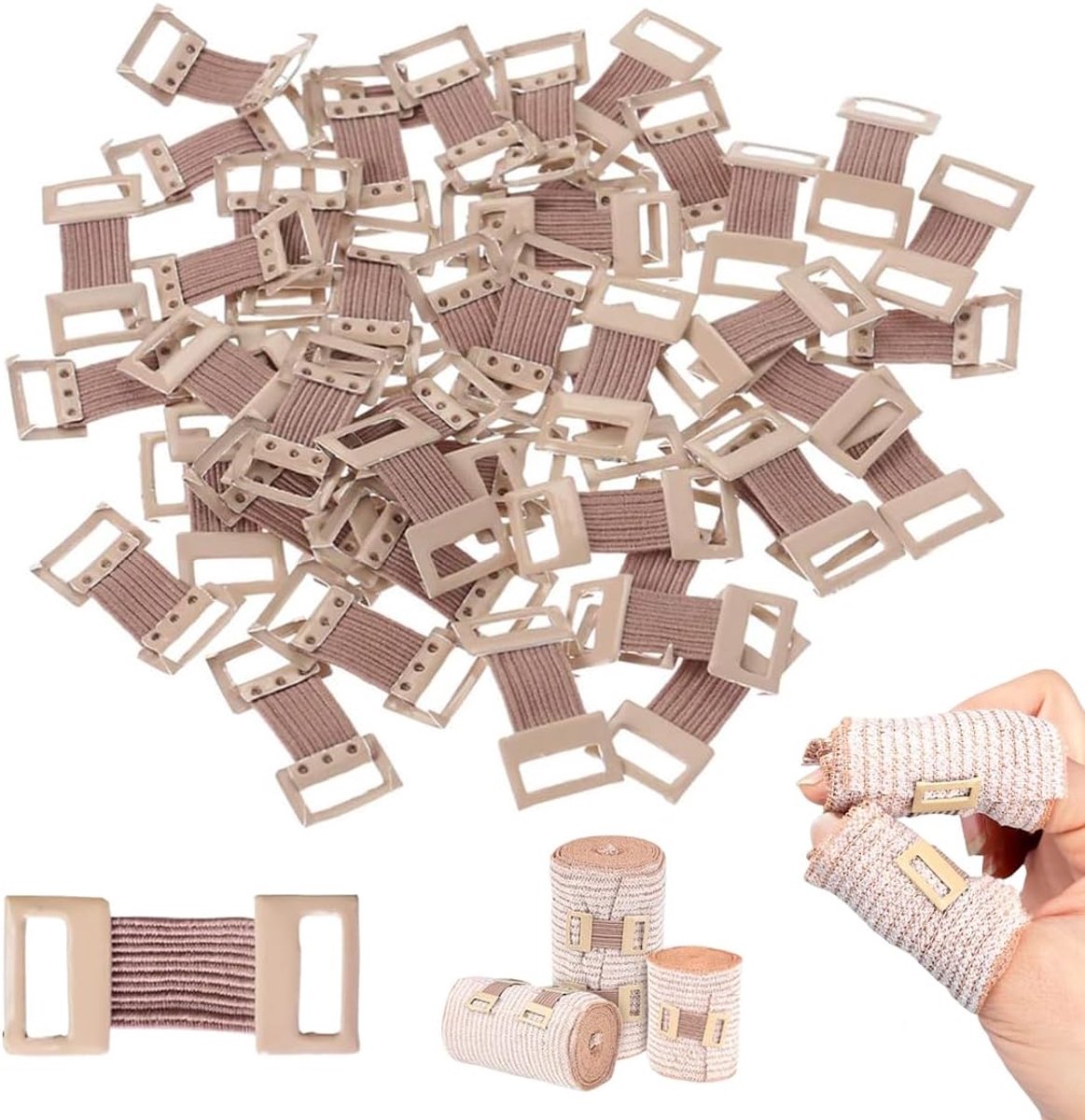 Elastische clips voor verbanden - 50 stuks - bruin - duurzaam en veelzijdig gebruik - ShopVlot