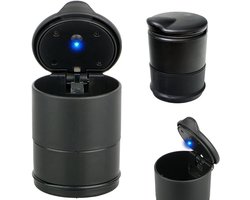 Draagbare Auto Asbak met LED - Zwart - 8,9 x 6,6 cm - Sterk en Duurzaam Materiaal - Voor Auto en Thuis