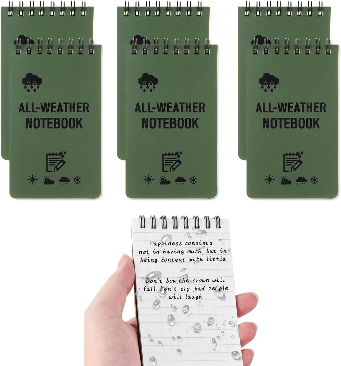 Waterdichte notitieboeken 7,6 x 12,7 cm - Stone Paper - 6 stuks - weerbestendig - perfect voor outdooractiviteiten - ShopVlot