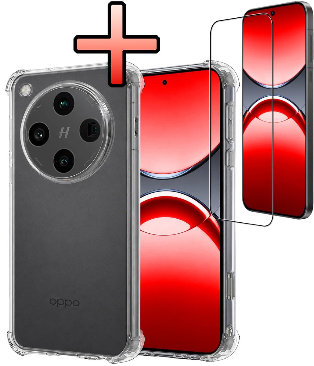 Hoesje - Met Screenprotector - Geschikt voor OPPO Find X8 Pro - Sterk & Shockproof - Siliconen Case - Back Cover - Telefoon Hoes - Shock Proof - Transparant