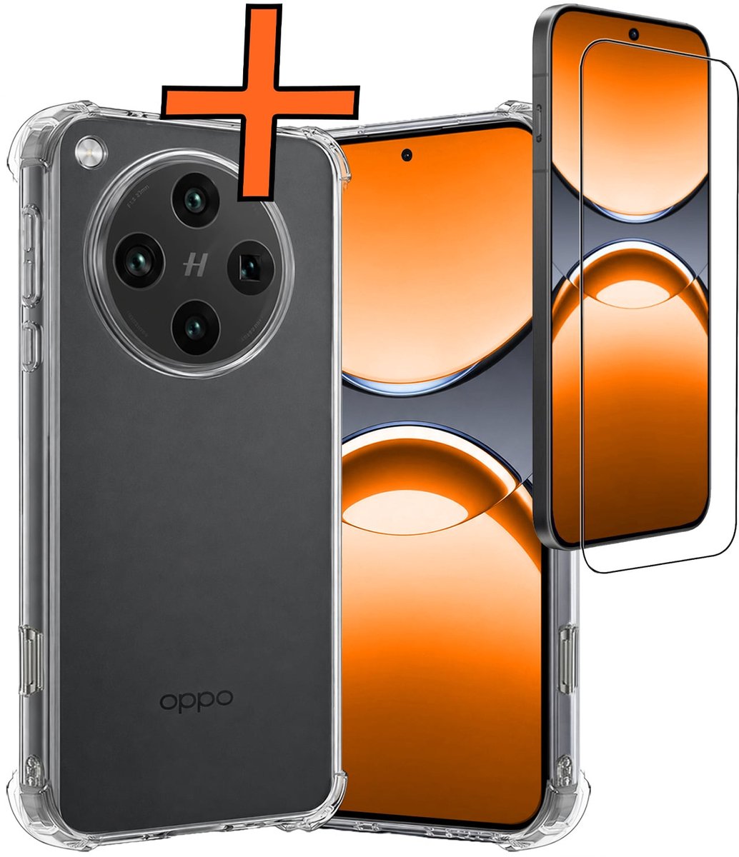 Hoes - Met Screenprotector - Geschikt voor OPPO Find X8 Pro - Sterk & Shockproof - Siliconen Case - Back Cover - Telefoon Hoes - Shock Proof - Transparant