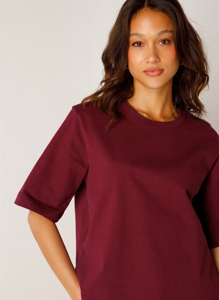 BASE LEVEL Noa Jersey Shirts - Wine Red - maat 42