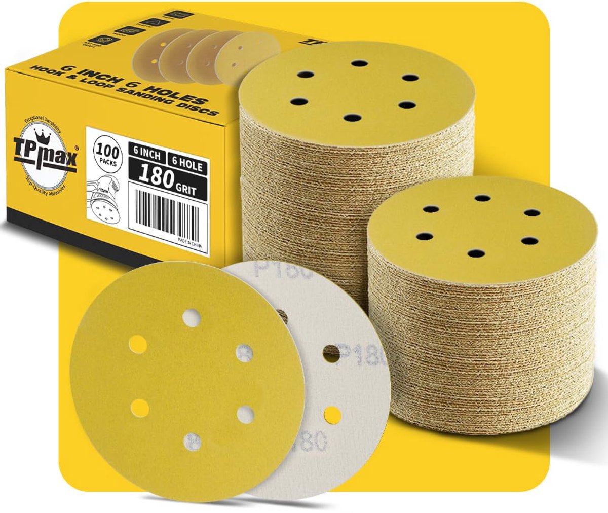 Schuurdiscs zelfklevend 150 mm - 100 stuks - 180 grit - ideaal voor hout en metaal - ShopVlot