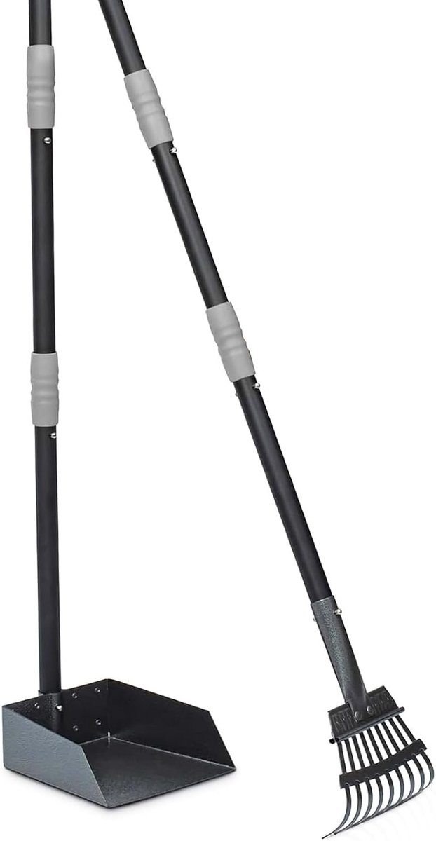 Poepschep met lange metalen handgreep - hondenafvalset - 96 cm - eenvoudig opruimen van hondenpoep - ShopVlot