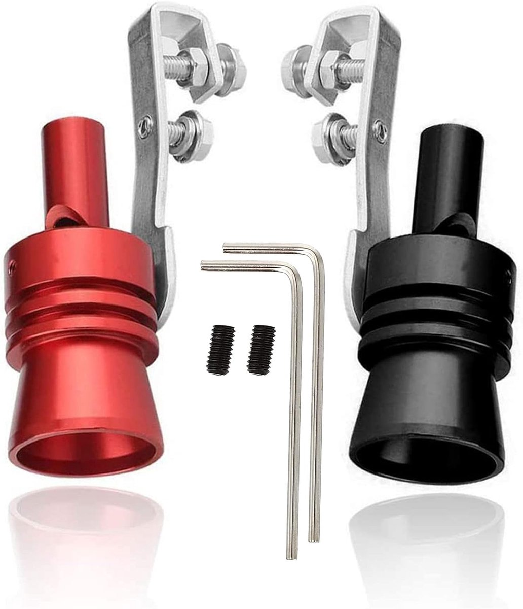 uitlaatfluitje set van 2 - aluminiumlegering - zwart en rood - geeft een sportieve turbo sound - ShopVlot