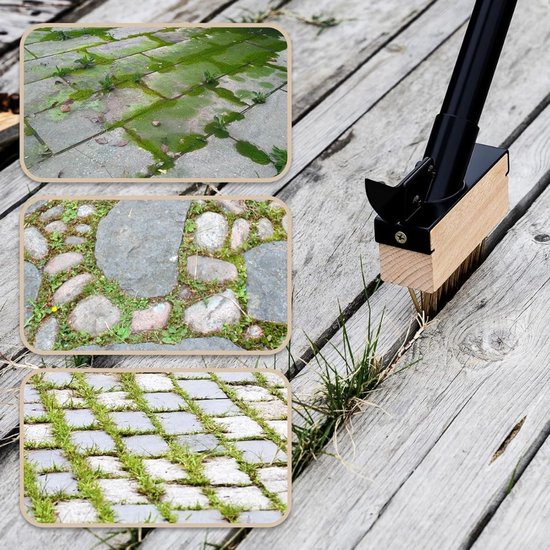 NIVA® Onkruidborstel - 4 Onkruidverwijderborstels - Voor Tuin en Terras - Zwart/Bruin - 128cm x 10cm x 4cm van Niva — afbeelding 2