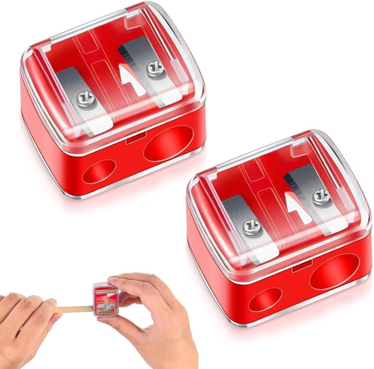 Dubbele Make-up Puntenslijper - Rood - 3,5 x 3 x 2,4 cm - Compacte Slijper voor Cosmetische Stiften - Voor Dames