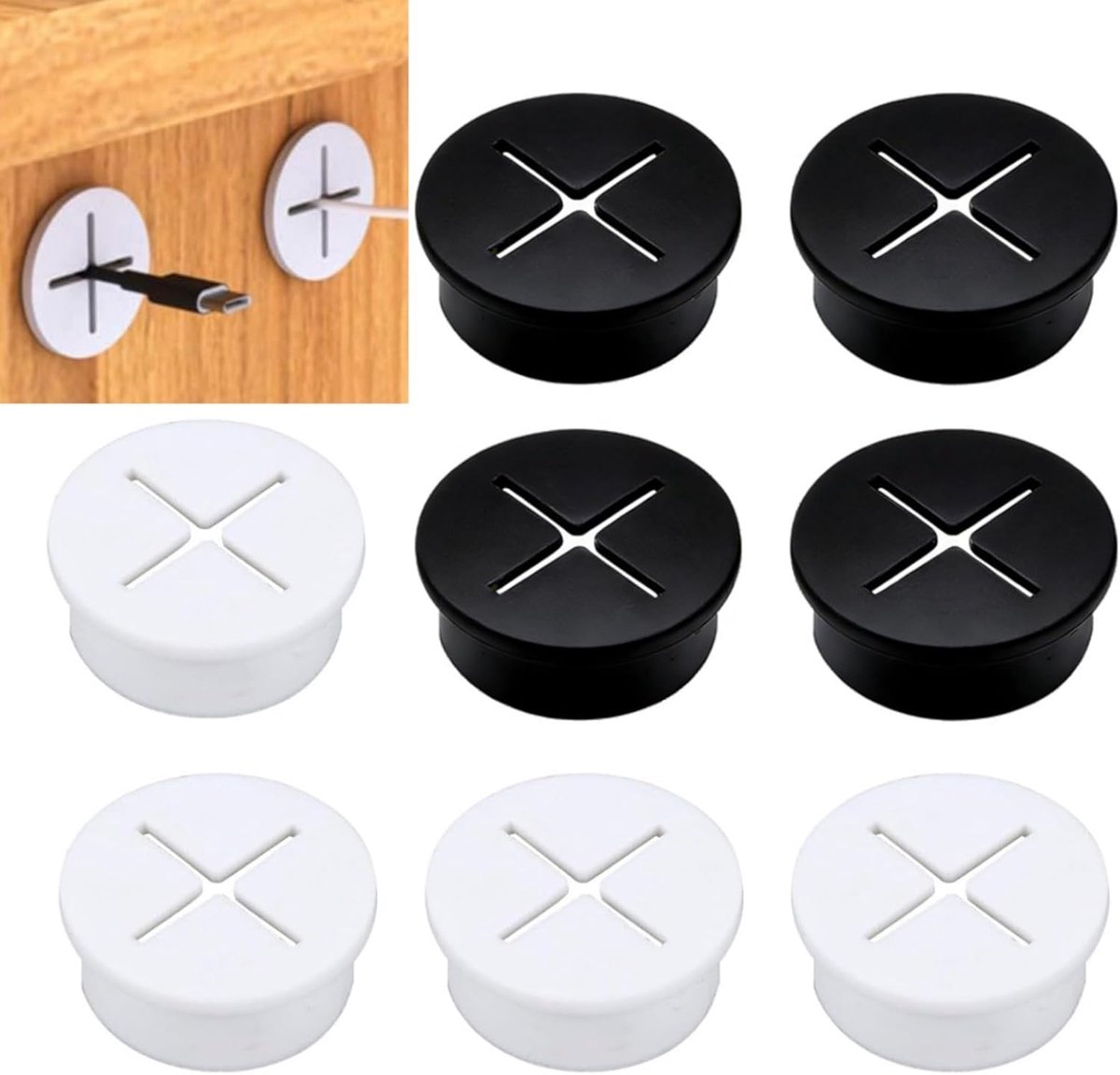 Desk Grommet 25mm - Flexibele silicone kabeldoorvoer - Wit rubber - Organiseer je kabels - ShopVlot