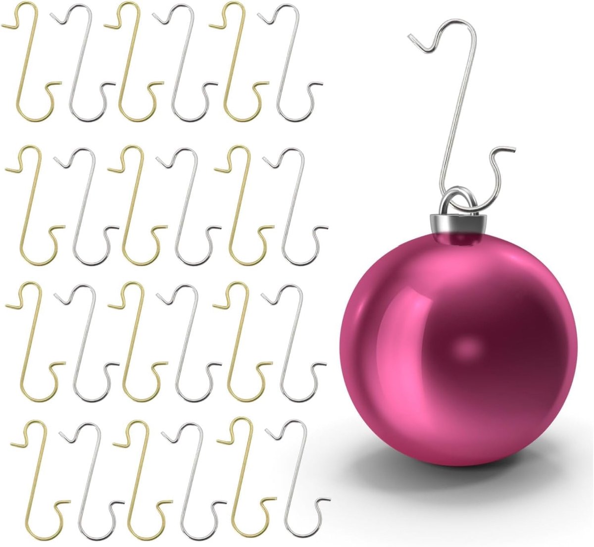 Kerstboom haken 100x - S-vormige haken - Goud en zilver - Voor kerstballen en decoraties - ShopVlot