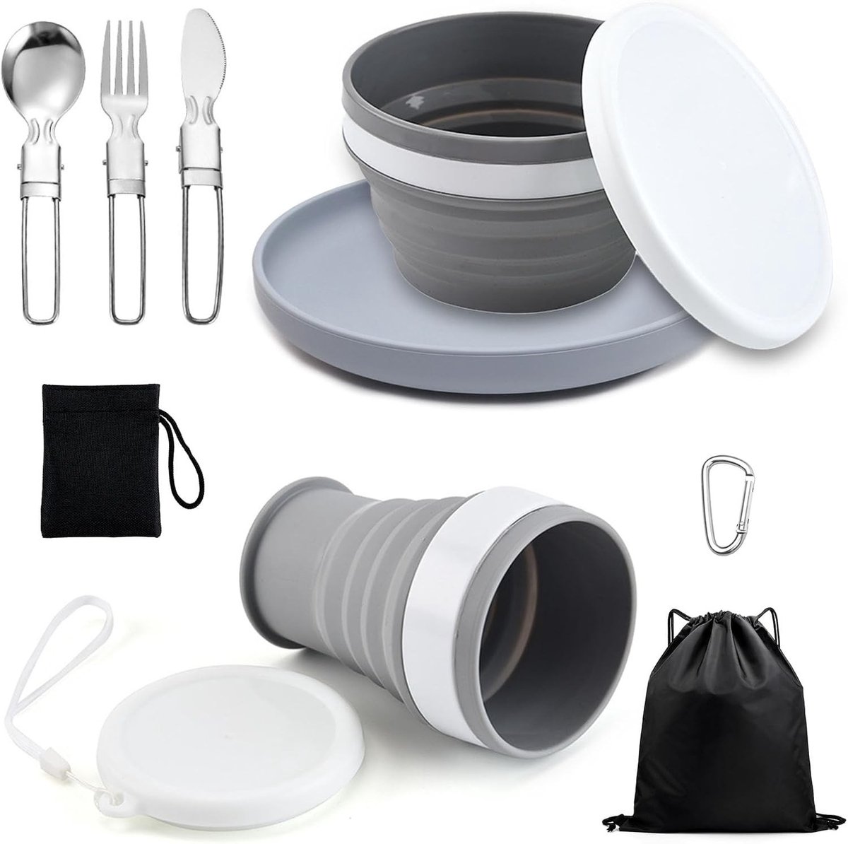 Camping Servies Set - Multicolor - 6-delige Draagbare Borden en Bestek - Voor Kamperen en Outdoor Activiteiten