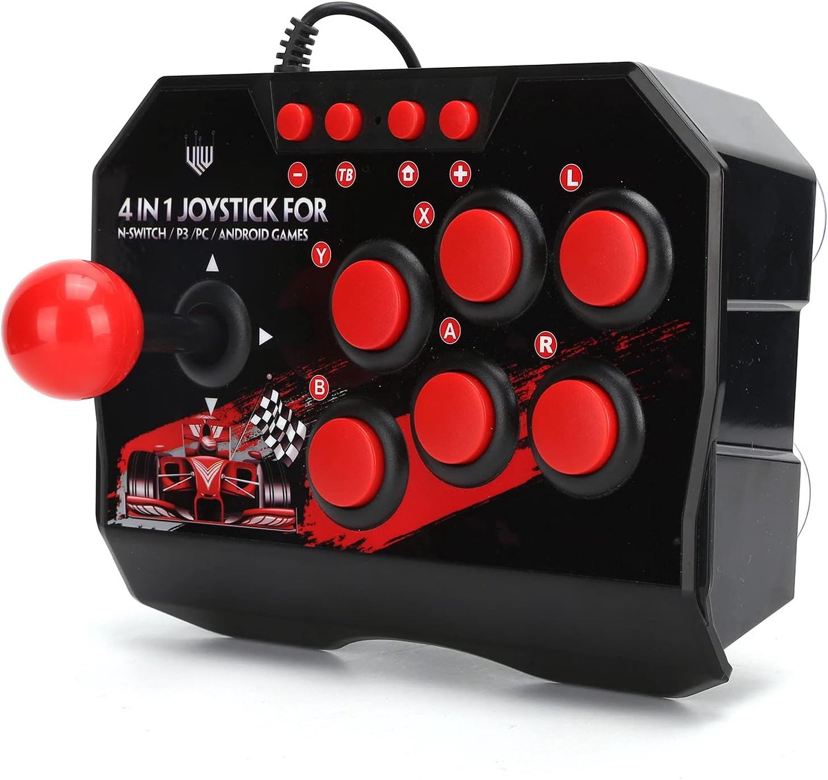 Joystick Fighting Stick Retro Gaming Controller - 6 Rond Knoppen - Universele USB Kabel - Speel duizenden games op PC - ShopVlot
