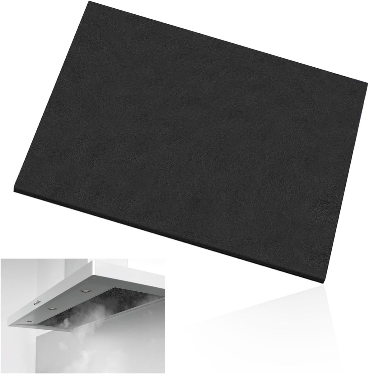 Universele Afzuigkapfilter - Zwart - 57 x 47 cm - Actieve Koolstoffilter, Op Maat te Snijden - Voor Alle Afzuigkappen