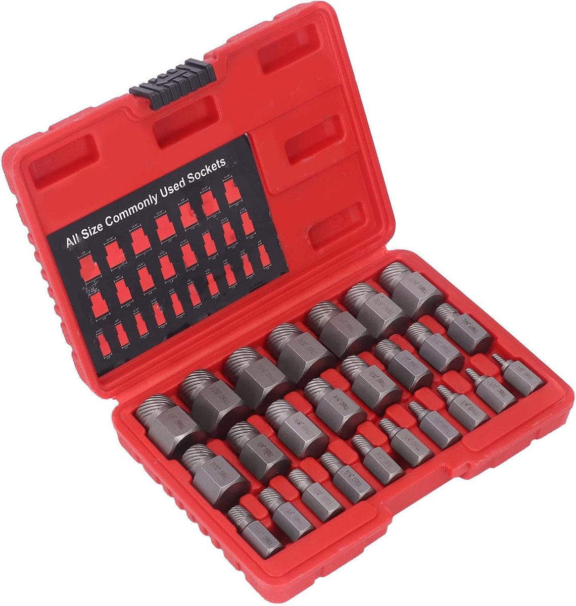 Schroefextractor set 25-delig - linksdraaiend ontwerp - chrome molybdeen staal - handige opbergdoos - ShopVlot