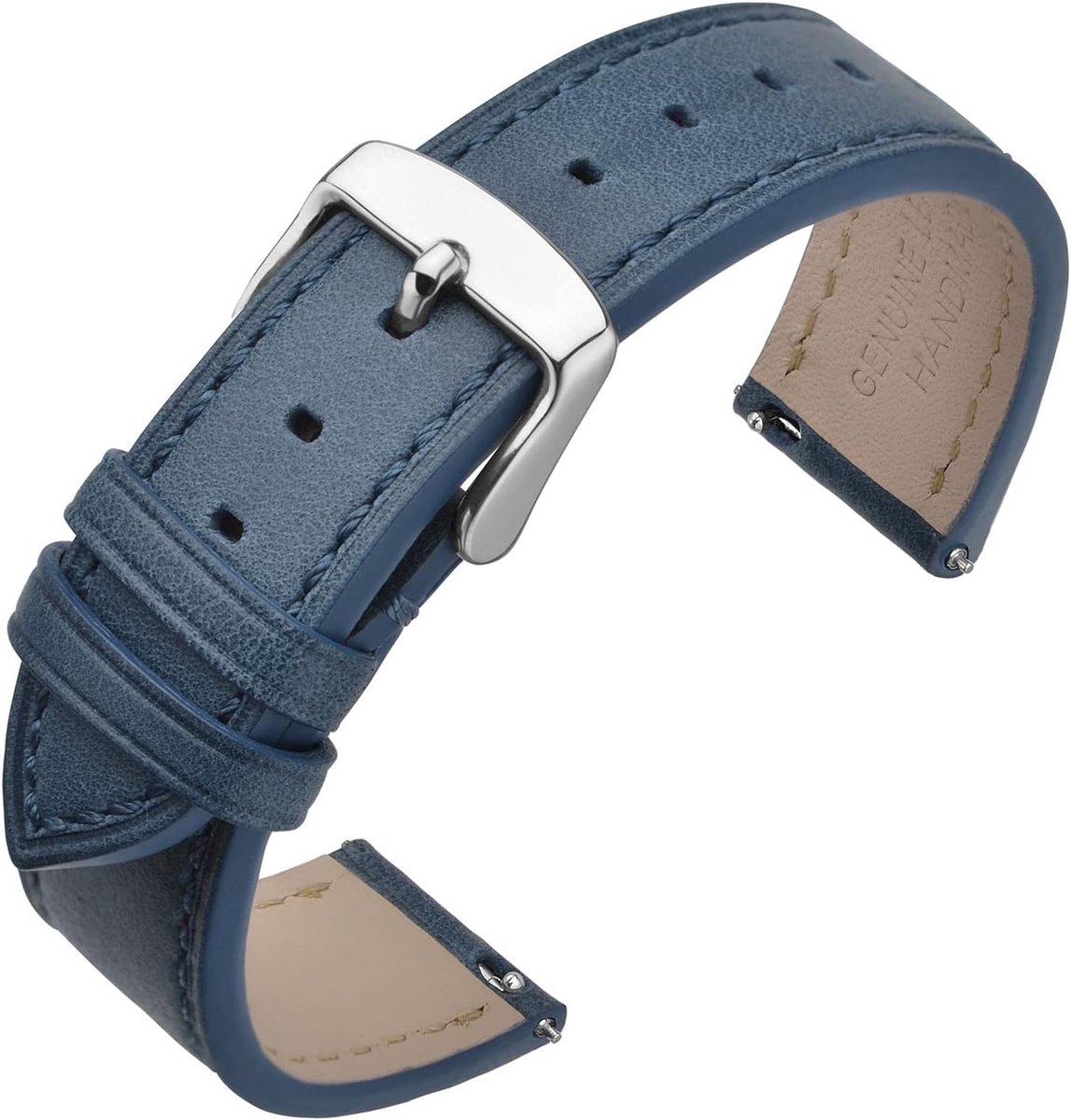 Horlogeband 22 mm - snelwissel leren band - vervangband met RVS sluiting - stijlvol en comfortabel - ShopVlot