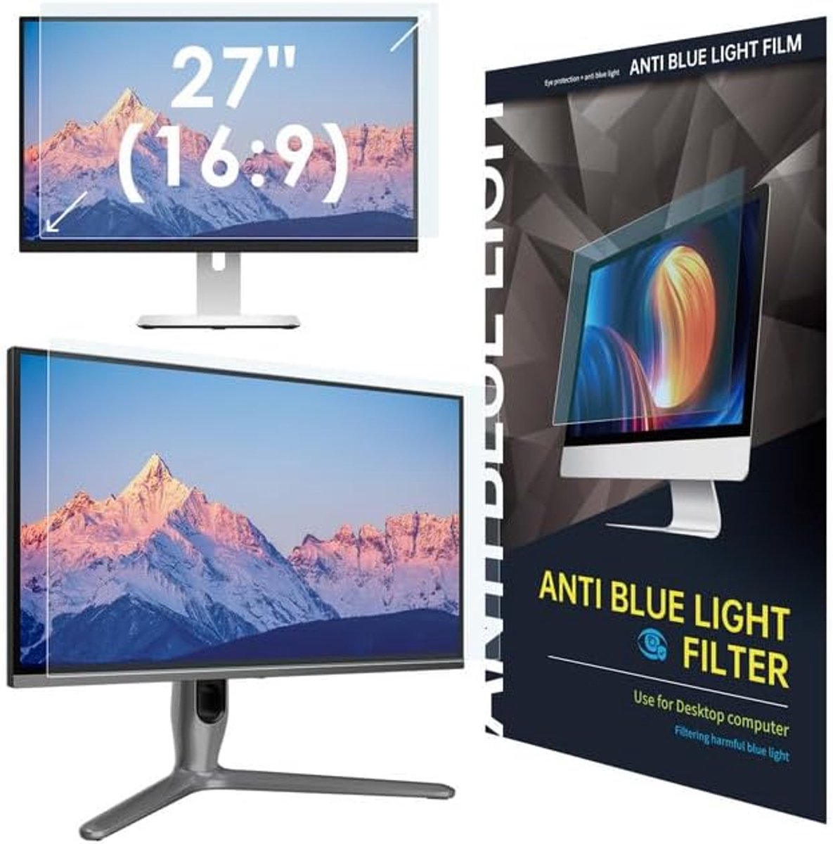Monitor screen protector 27 inch - anti-blauw licht filter - privacy film - oogbescherming - ShopVlot