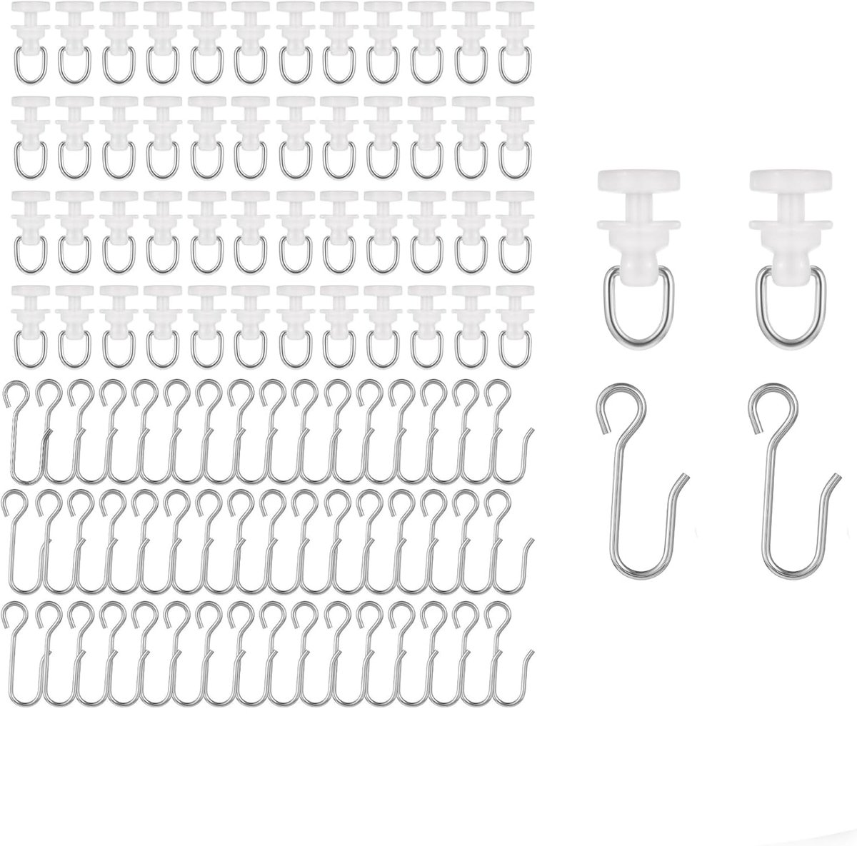 Gordijnhaken & Gordijnrollers - Set van 50 stille plastic rollers - Universele accessoires voor gordijnen - ShopVlot