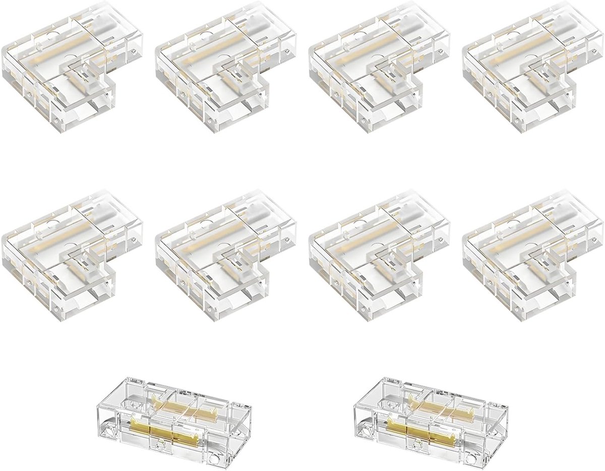 LED Strip Connector 2 Pin 8mm - Transparant - 10 Stuks - Naadloze installatie zonder solderen - ShopVlot