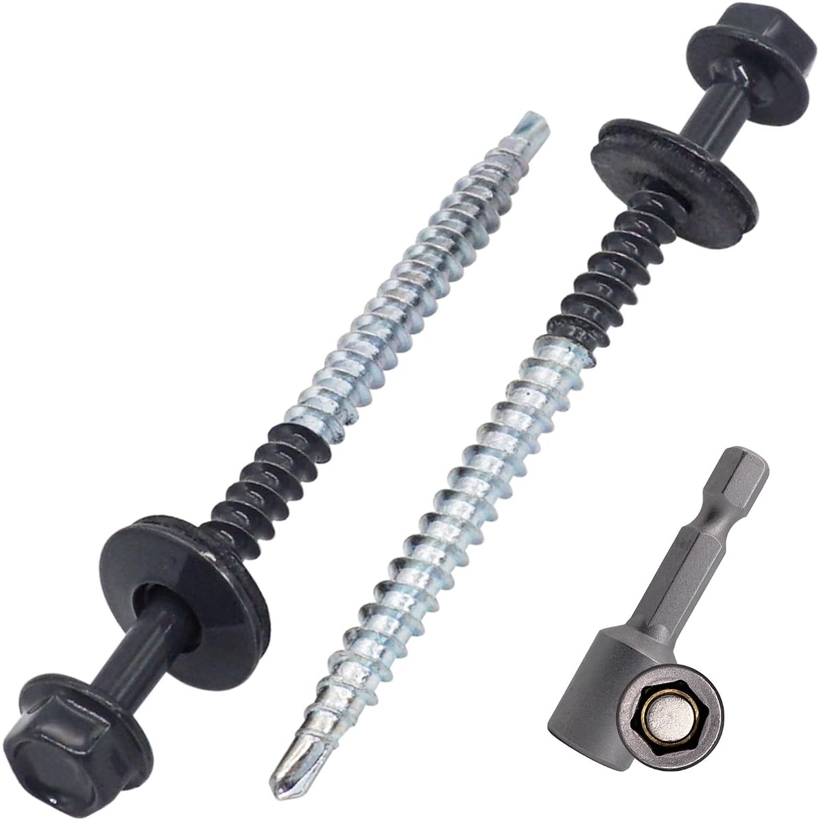 Dakhard screws 0.6 x 70 mm - anthracietgrijs - zelfborende schroeven met EPDM-rubbers - ideaal voor staalplaten - ShopVlot