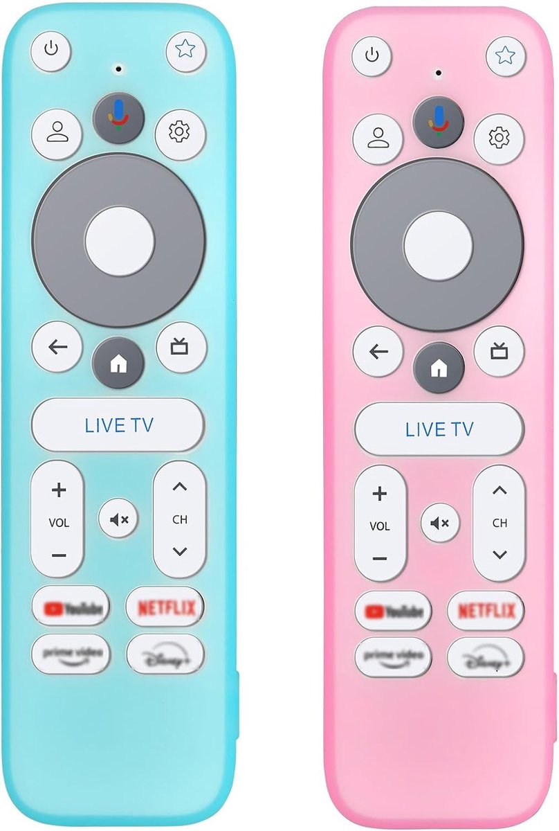 Siliconen beschermhoes afstandsbediening - set van 2 - blauw en roze - perfecte bescherming voor Thomson Google TV - ShopVlot
